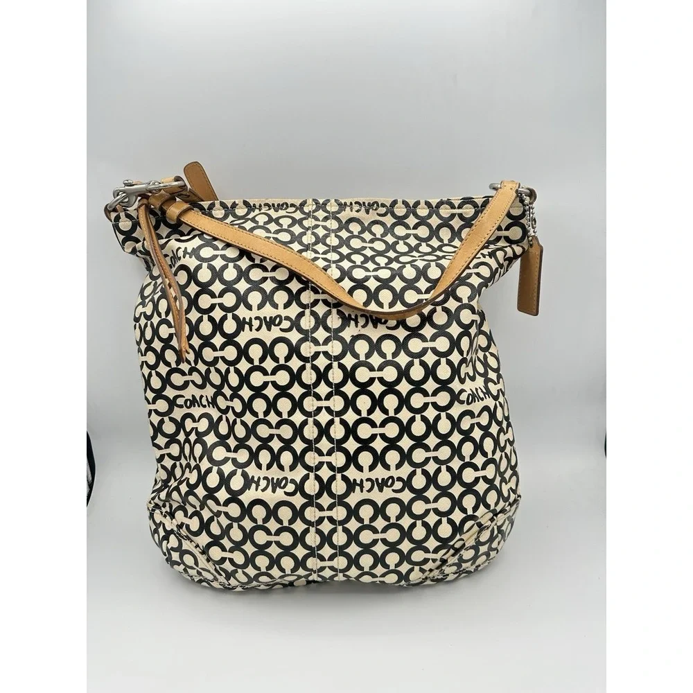 Coach Hobo Handbag Op Art 'Leah' Canvas Convertible